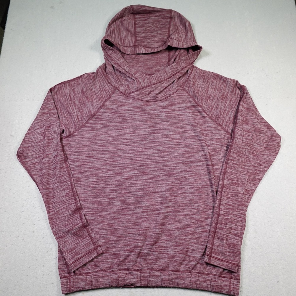 Lululemon Pullover Hoodie Womens L Pink Cowl Neck Raglan Lightweight Logo